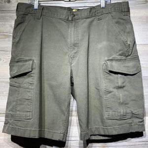 Carhartt Rugged Flex Relaxed Fit Canvas Cargo Work Short Size 38x10 Tarmac Green